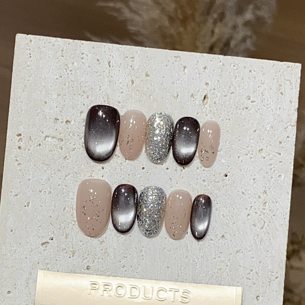 Galaxy Shimmer Cat Eye Press-On Nails