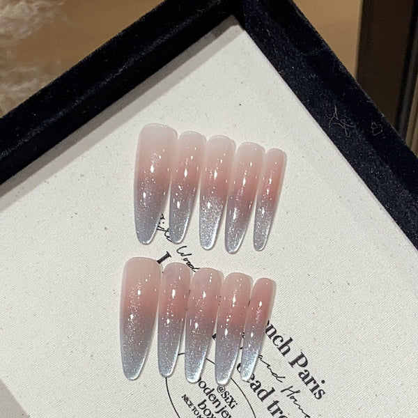 Silver Tears Long Press-On Nails