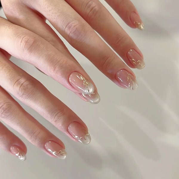 Elegant Nude Cat-Eye French Press-On Nails